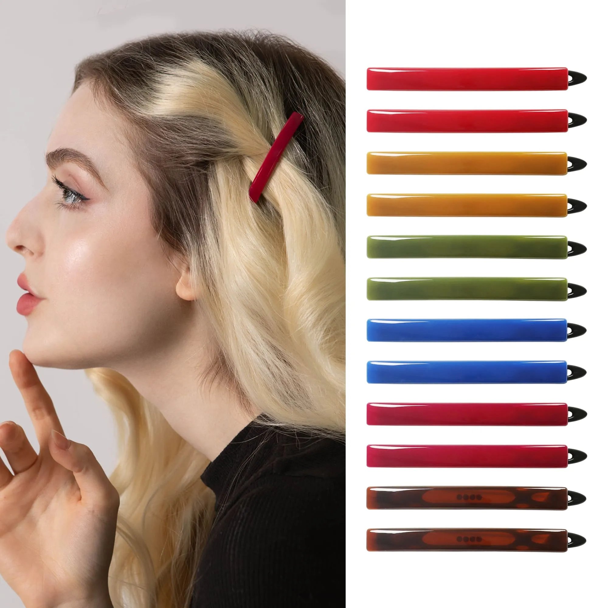 12 Pack SN1 Plastic Snap Hair Clips