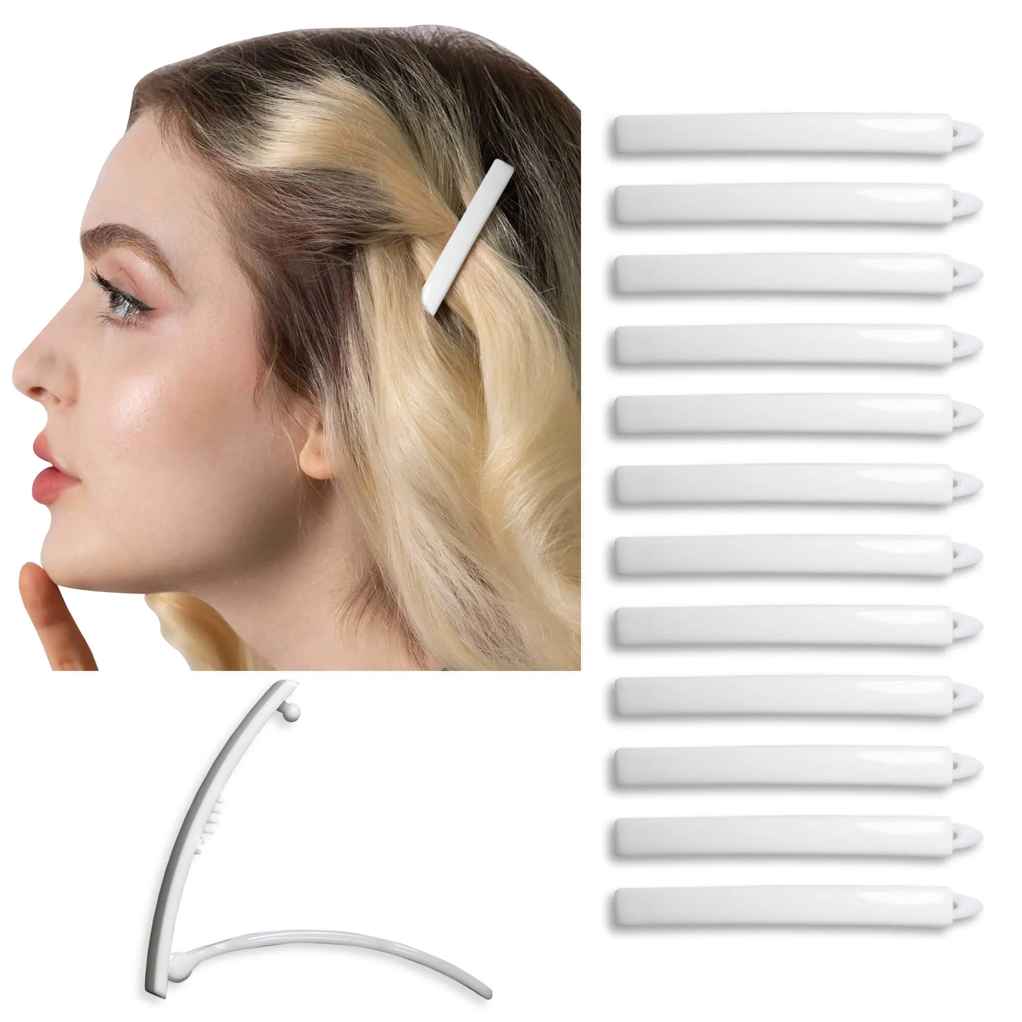 12 Pack SN10 Plastic Snap Hair Clips