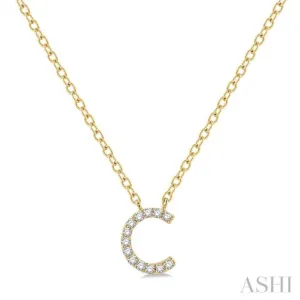 1/20 ctw Initial 'C' Round Cut Diamond Pendant With Chain in 14K Yellow Gold