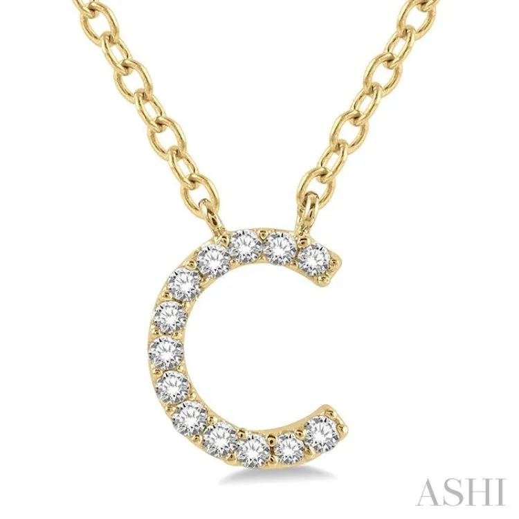 1/20 ctw Initial 'C' Round Cut Diamond Pendant With Chain in 14K Yellow Gold
