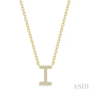 1/20 ctw Initial 'I' Round Cut Diamond Pendant With Chain in 14K Yellow Gold