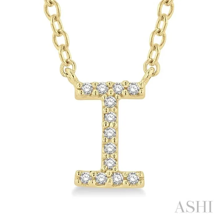 1/20 ctw Initial 'I' Round Cut Diamond Pendant With Chain in 14K Yellow Gold