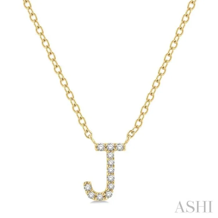 1/20 ctw Initial 'J' Round Cut Diamond Pendant With Chain in 14K Yellow Gold