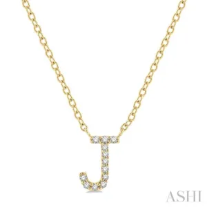 1/20 ctw Initial 'J' Round Cut Diamond Pendant With Chain in 14K Yellow Gold