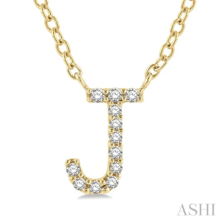 1/20 ctw Initial 'J' Round Cut Diamond Pendant With Chain in 14K Yellow Gold