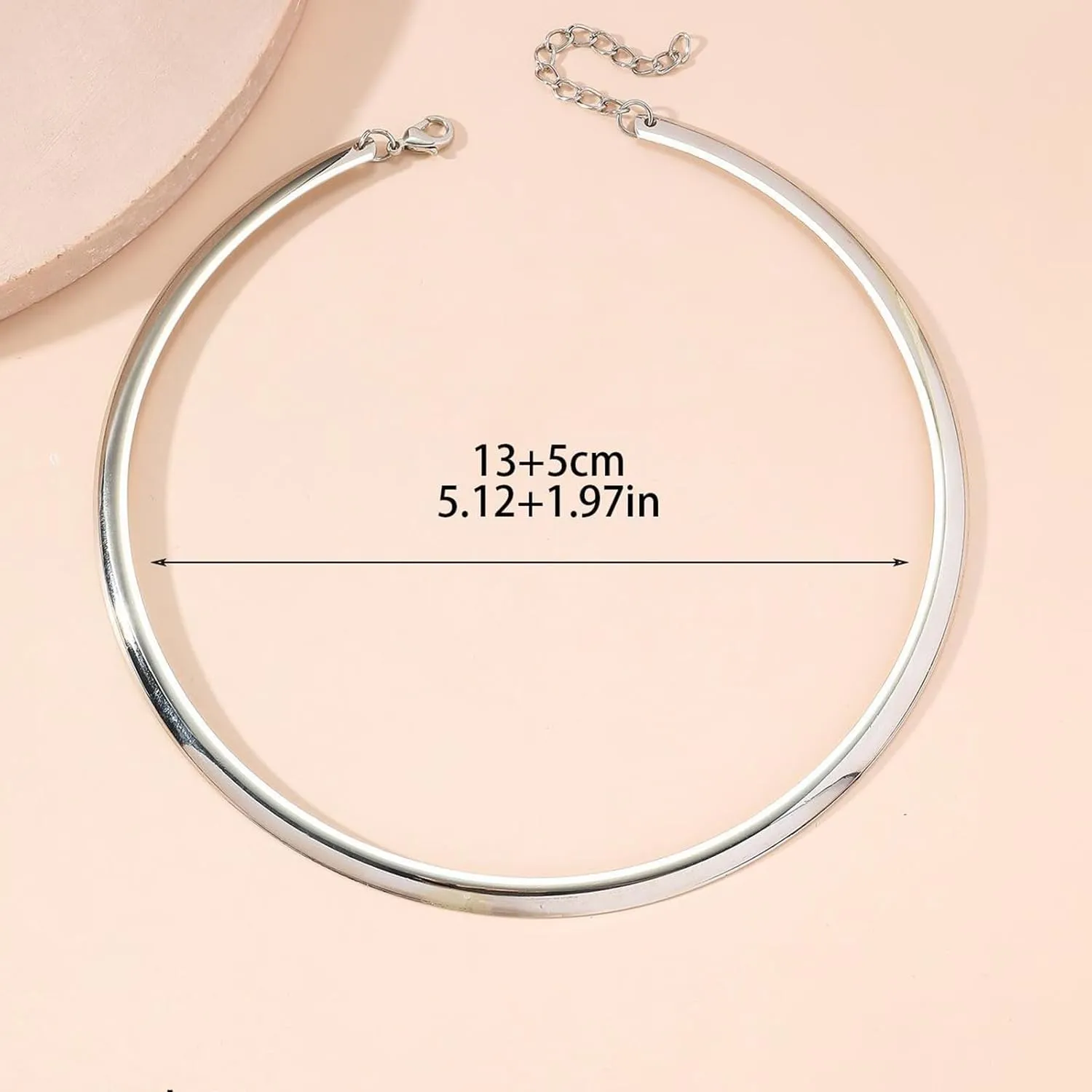 14K Gold Collar Necklace for Woman Trendy Silver Choker Necklaces for Woman Statement Open Round Collar Choker Necklace