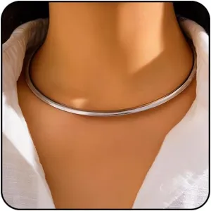 14K Gold Collar Necklace for Woman Trendy Silver Choker Necklaces for Woman Statement Open Round Collar Choker Necklace