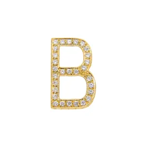 18K Yellow Gold Diamond 'B' Initial Pendant - 20751967