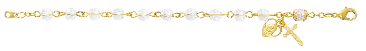 6.5" Gold Plated Crystal Rosary Bracelet