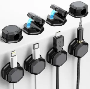 8 Pack Cord Holder for Nightstand - Cable Clips - Cord Organizer for Desk- Cord Holder, Magnetic Cord Organizer, for Desk, Nightstand, Phone Charger, Computer, Home, Office, Car