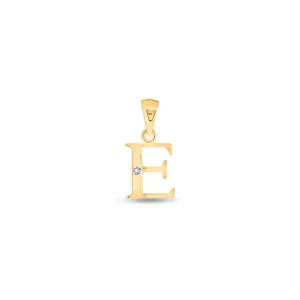9K Gold Single Diamond 'E' Initial Pendant - DSNP-E