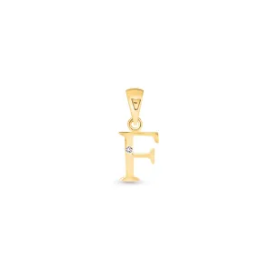 9K Gold Single Diamond 'F' Initial Pendant - DSNP-F