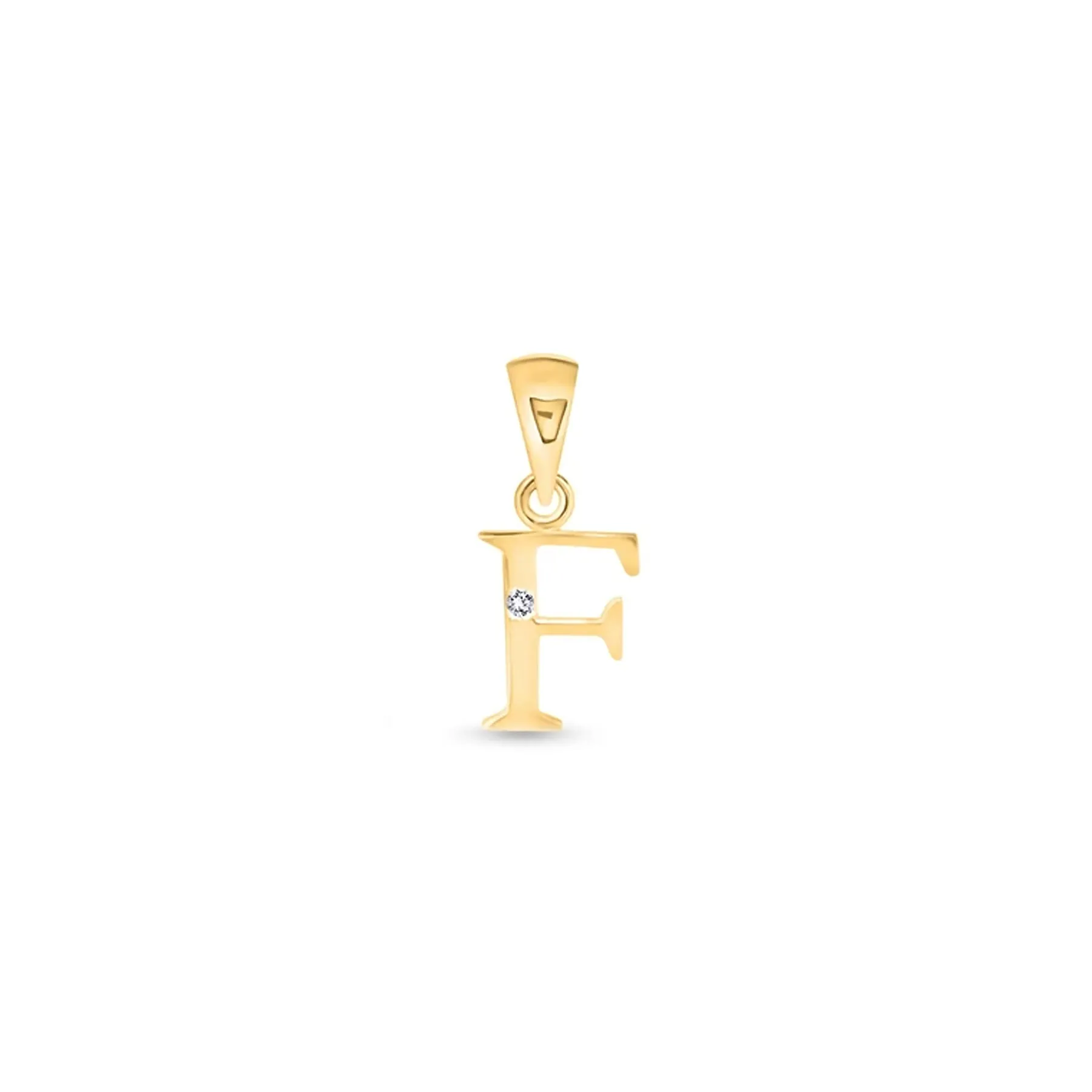 9K Gold Single Diamond 'F' Initial Pendant - DSNP-F