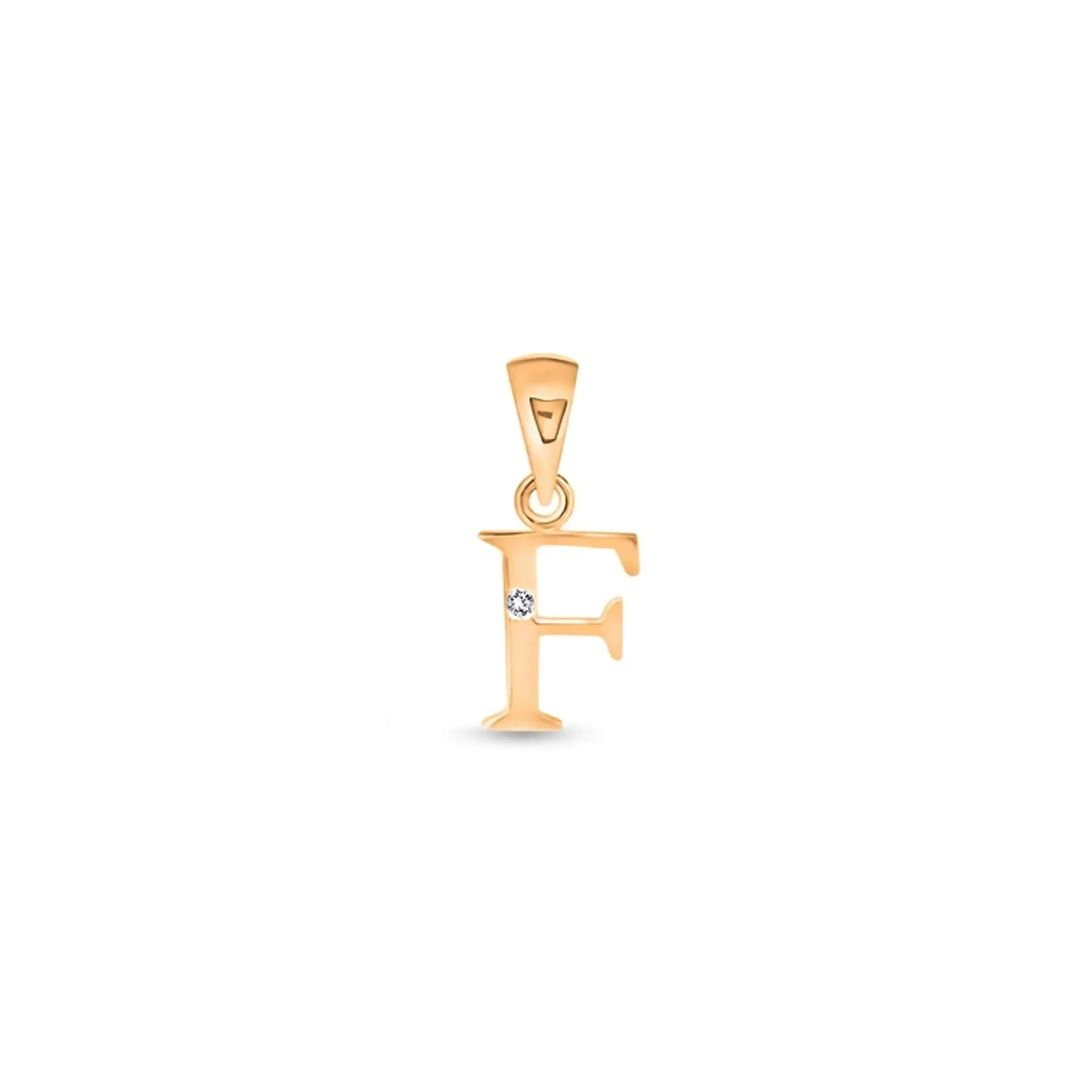 9K Gold Single Diamond 'F' Initial Pendant - DSNP-F