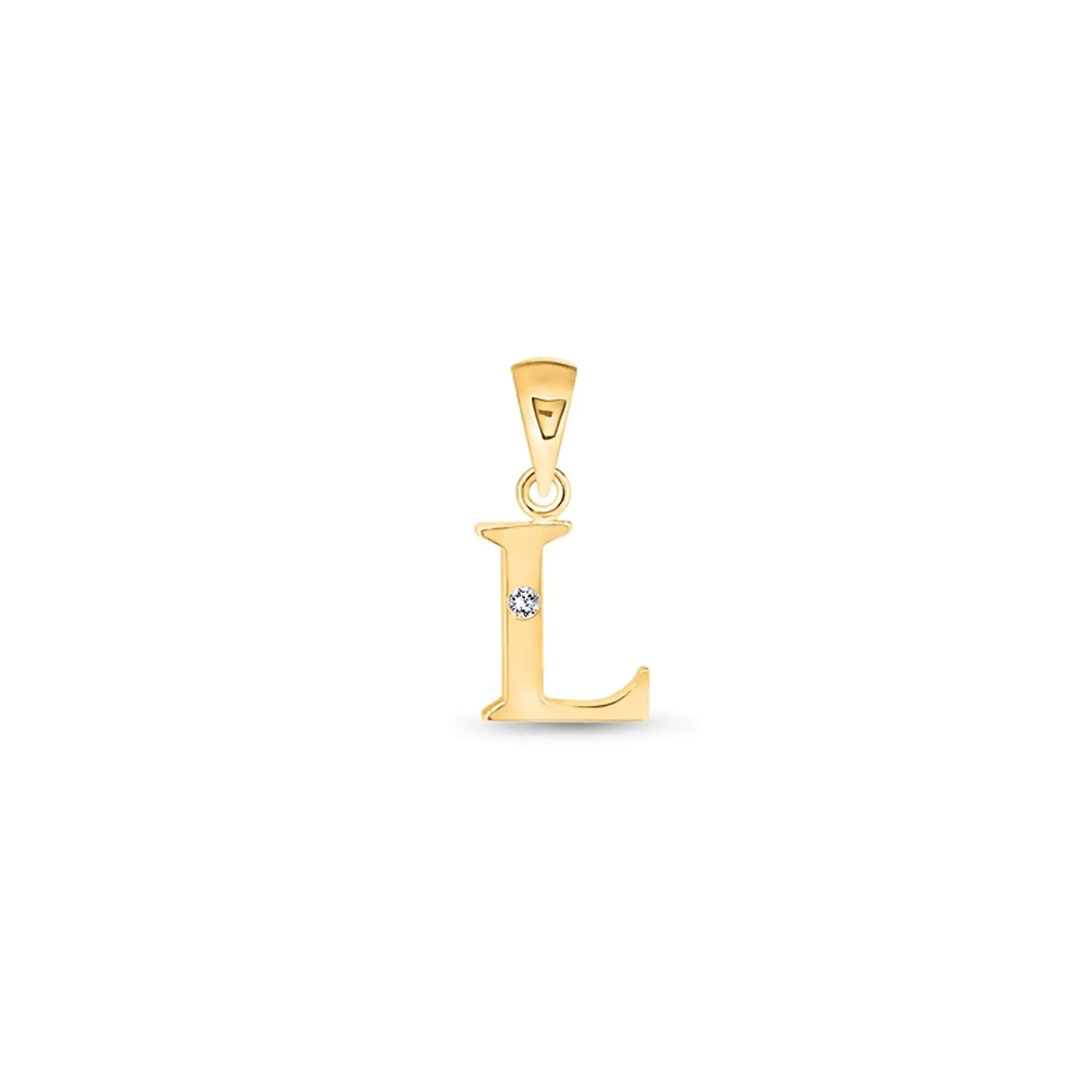 9K Gold Single Diamond 'L' Initial Pendant - DSNP-L