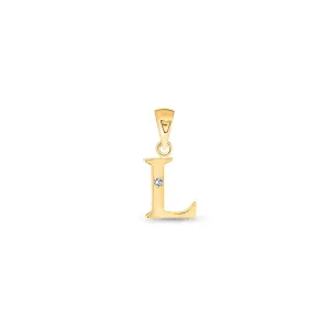 9K Gold Single Diamond 'L' Initial Pendant - DSNP-L