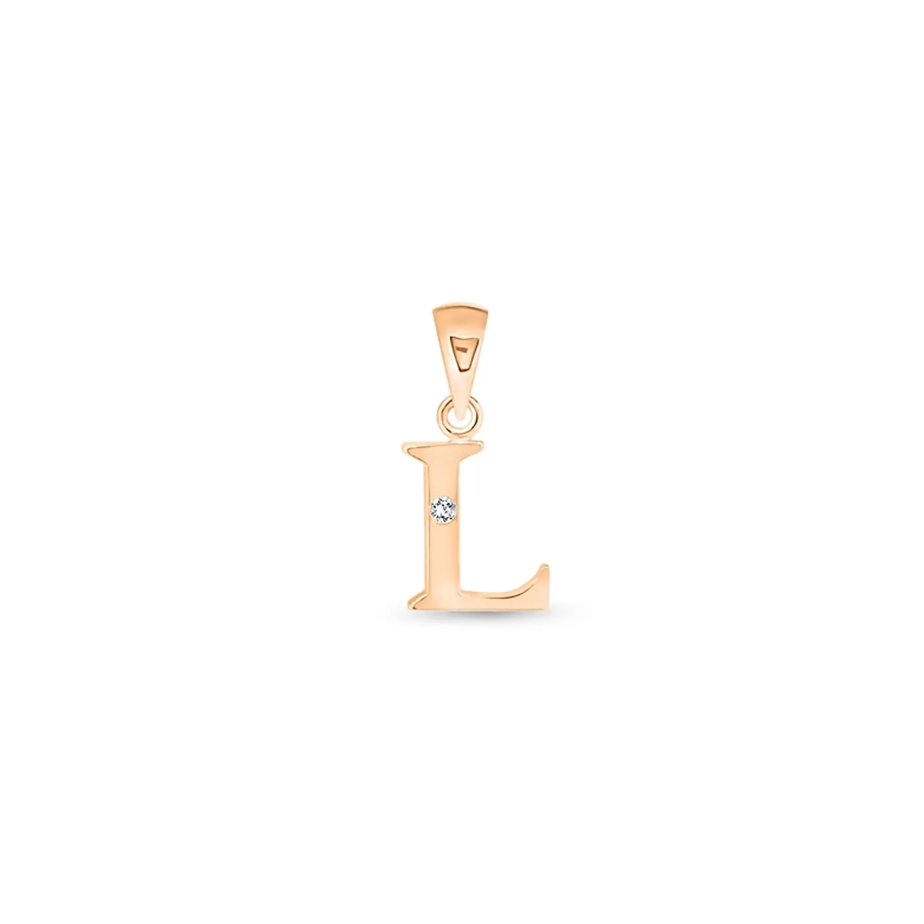 9K Gold Single Diamond 'L' Initial Pendant - DSNP-L