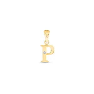 9K Gold Single Diamond 'P' Initial Pendant - DSNP-P