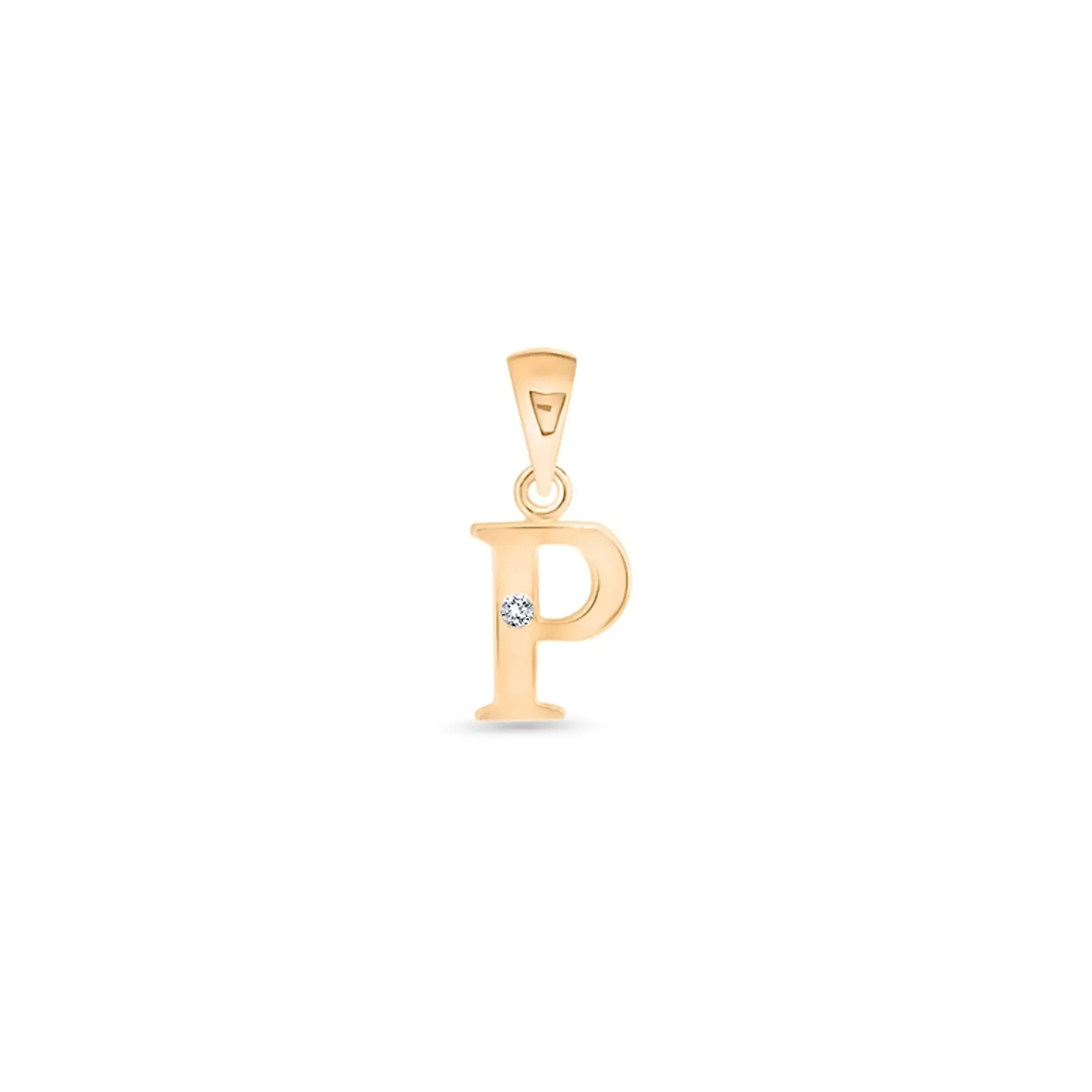9K Gold Single Diamond 'P' Initial Pendant - DSNP-P