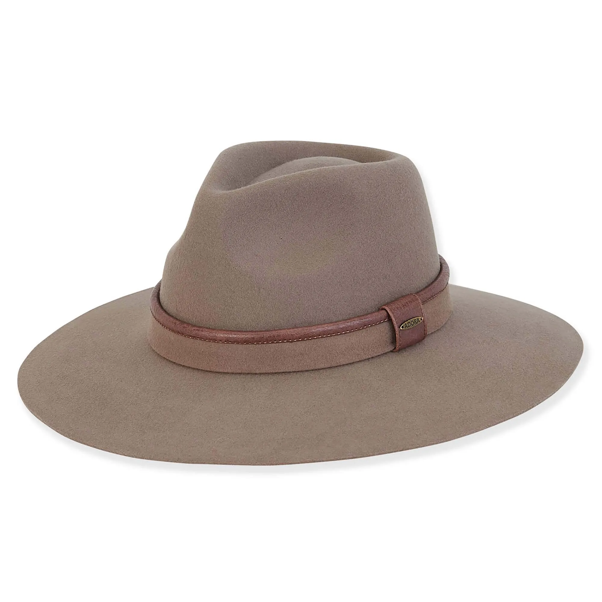 Adora® Wool Hat - Wide Raw Edge Brim Wool Felt Safari Hat