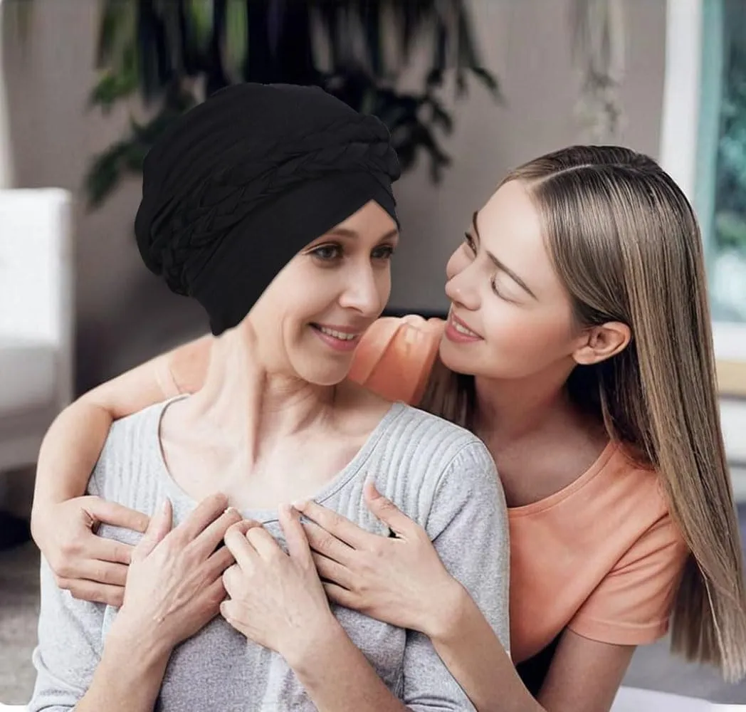 African Women Turban Caps Beanie Twist Headscarf Pre Tied Double Braid Headwrap Hat