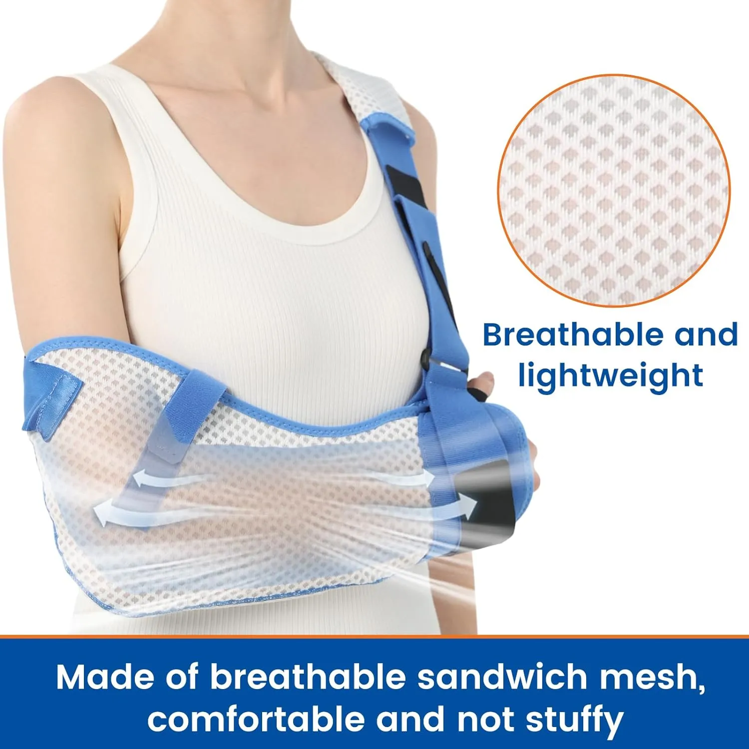 Arm Sling for Shoulder Injury with Waist Strap - Immobilizer Brace Support for Sleeping, Rotator Cuff Surgery (Mesh Version, Right, Small,25-30.5 inch)