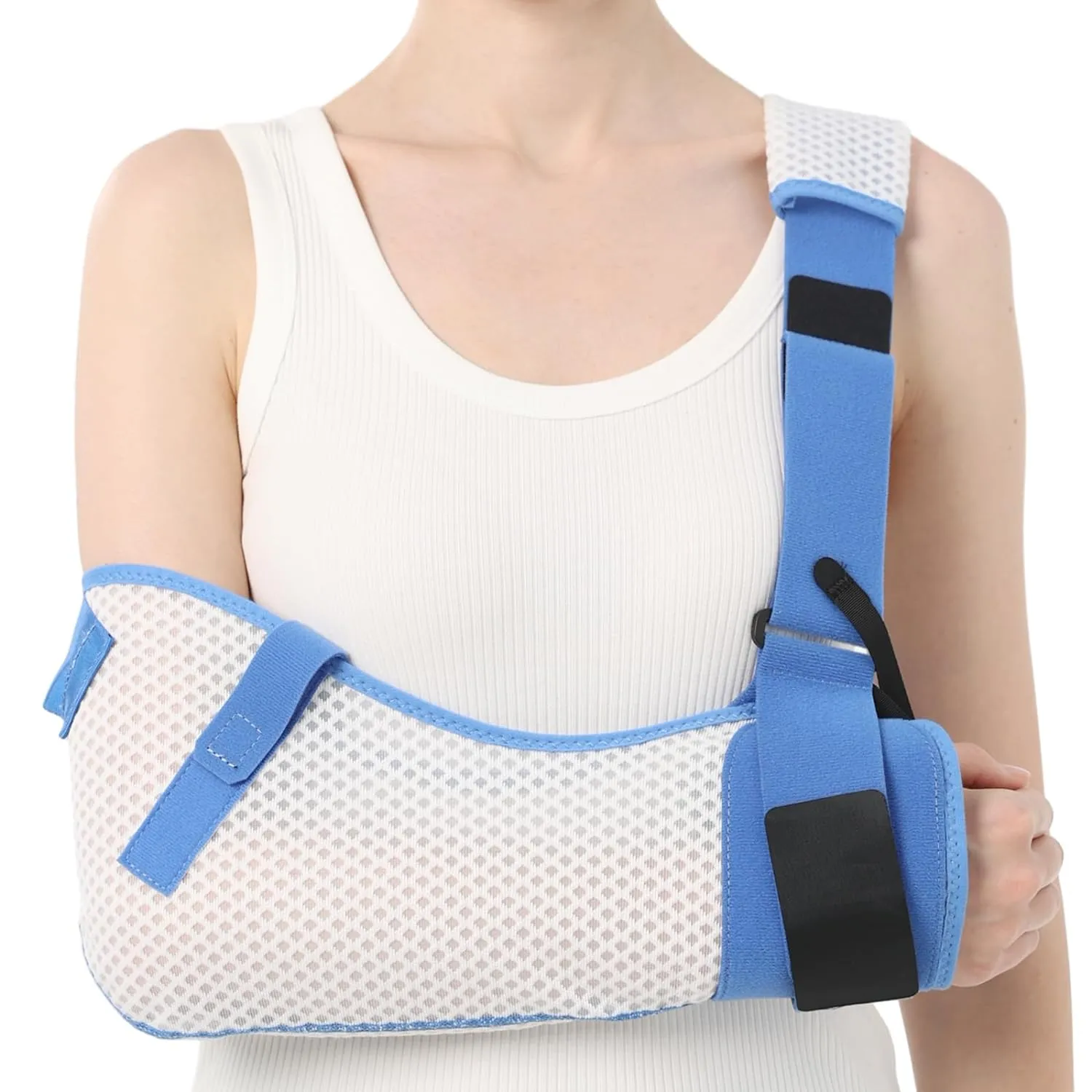 Arm Sling for Shoulder Injury with Waist Strap - Immobilizer Brace Support for Sleeping, Rotator Cuff Surgery (Mesh Version, Right, Small,25-30.5 inch)
