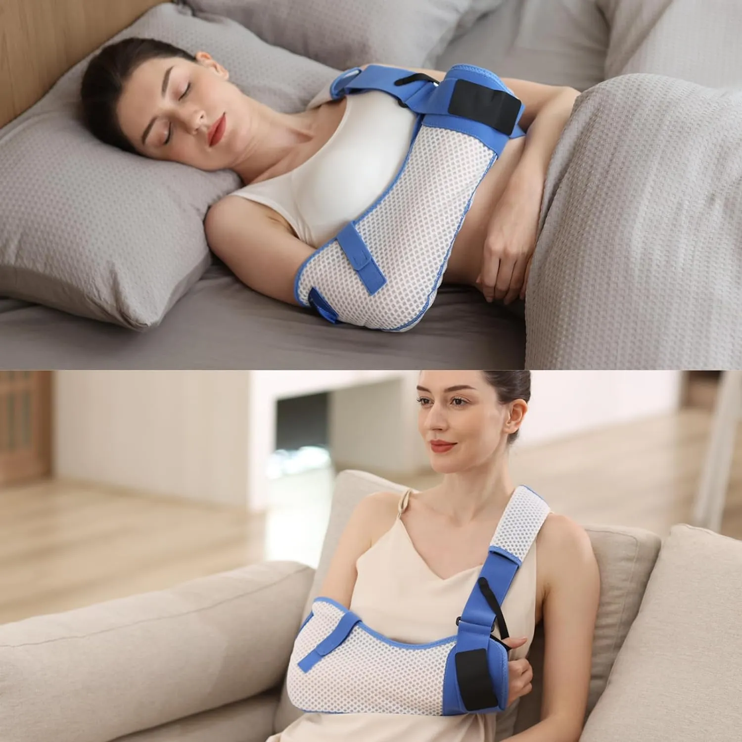 Arm Sling for Shoulder Injury with Waist Strap - Immobilizer Brace Support for Sleeping, Rotator Cuff Surgery (Mesh Version, Right, Small,25-30.5 inch)