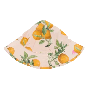 Baby Girls Sun Hat - Pink Botanical Oranges