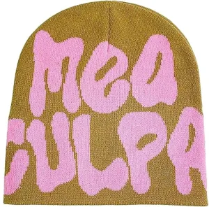 Beanie Y2k Hat MEA Culpa Graphic Beanies Design Winter Warm Hats Knit Skull Cap for Men Women