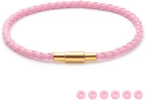 Bracelets for Women Braided Leather & 316L Stainless Steel with 18k Gold Plated Bracelets Lucky Gold Bracelets for Women, Red Pink Black String Bracelet Gifts