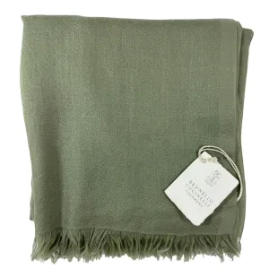 Brunello Cucinelli Cashmere Scarf Moss Green - Large Women Shawl SALE