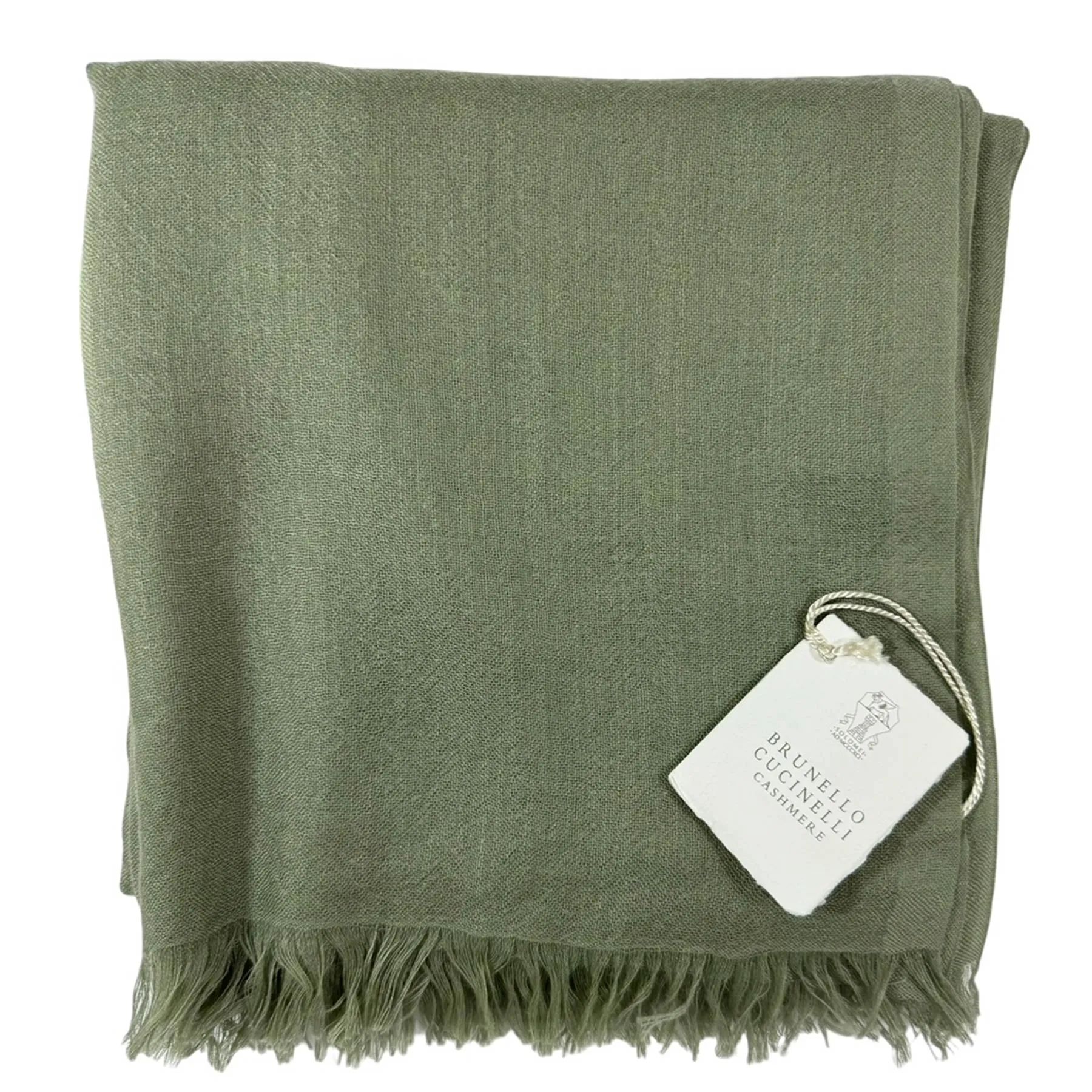Brunello Cucinelli Cashmere Scarf Moss Green - Large Women Shawl SALE