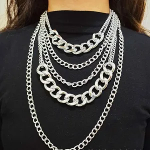 Chunky Necklaces for women Punk Chain Silver Statement Collar Necklace