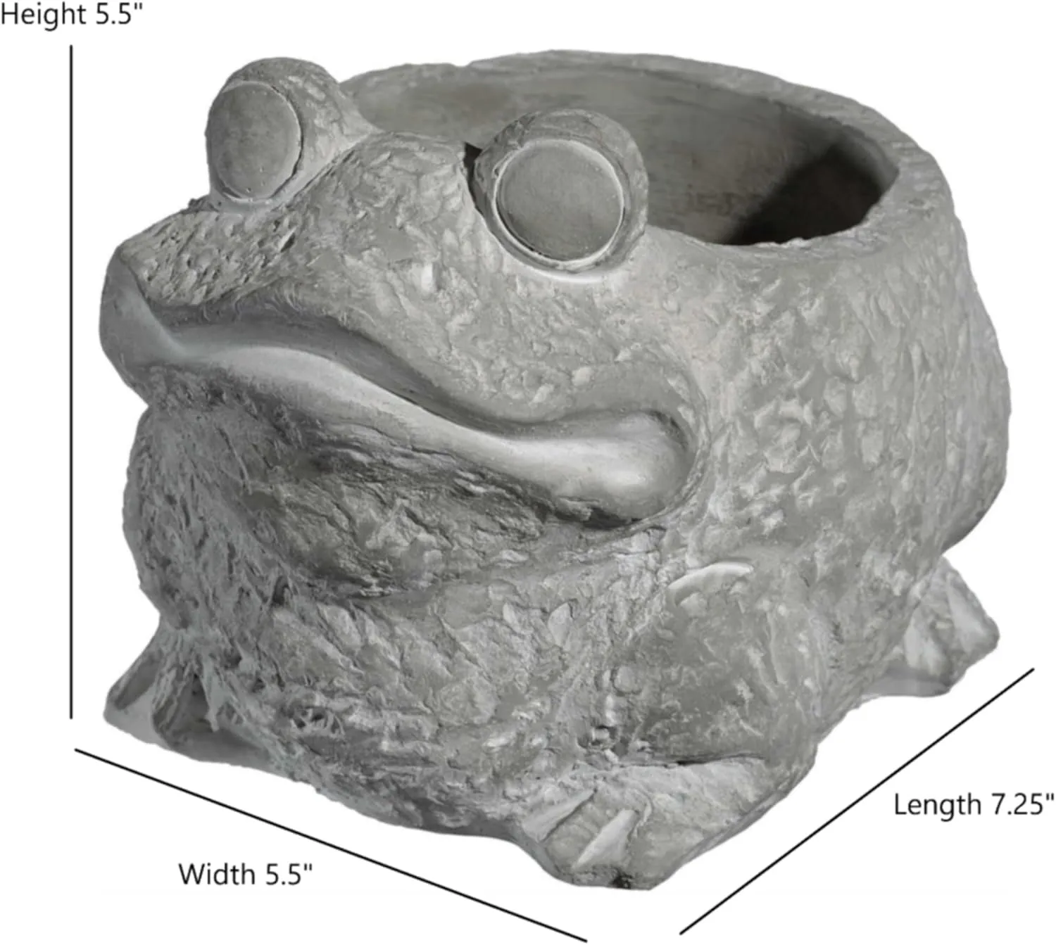 Classic Home and Garden Cement Buddies Indoor Outdoor Planter with Drainage Hole, Frog, Natural Gray, Large, 7.5in