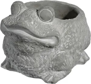 Classic Home and Garden Cement Buddies Indoor Outdoor Planter with Drainage Hole, Frog, Natural Gray, Large, 7.5in
