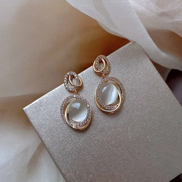 Delicate Rhinestone Stud Earrings For Women