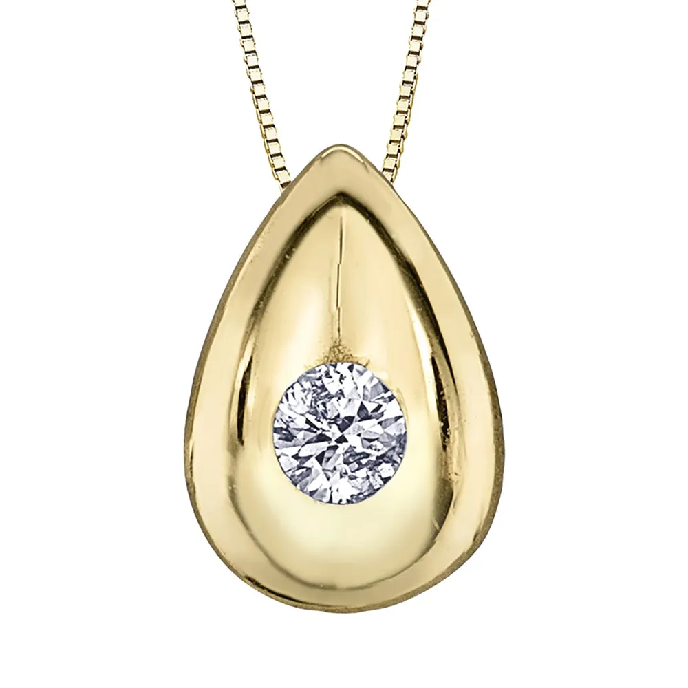 Diamond and Yellow Gold Teardrop Pendant