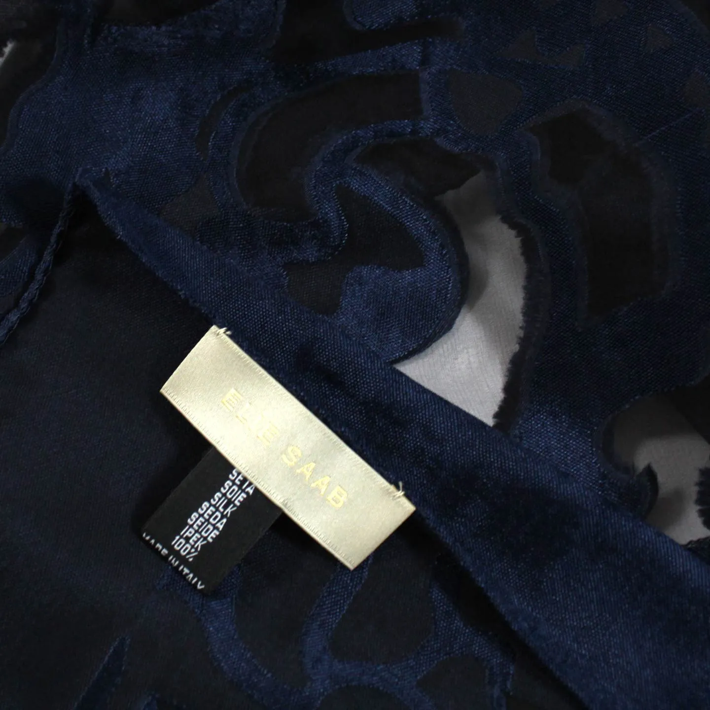 Elie Saab Scarf Dark Blue Design - Paneled/ Embellished Silk Shawl SALE