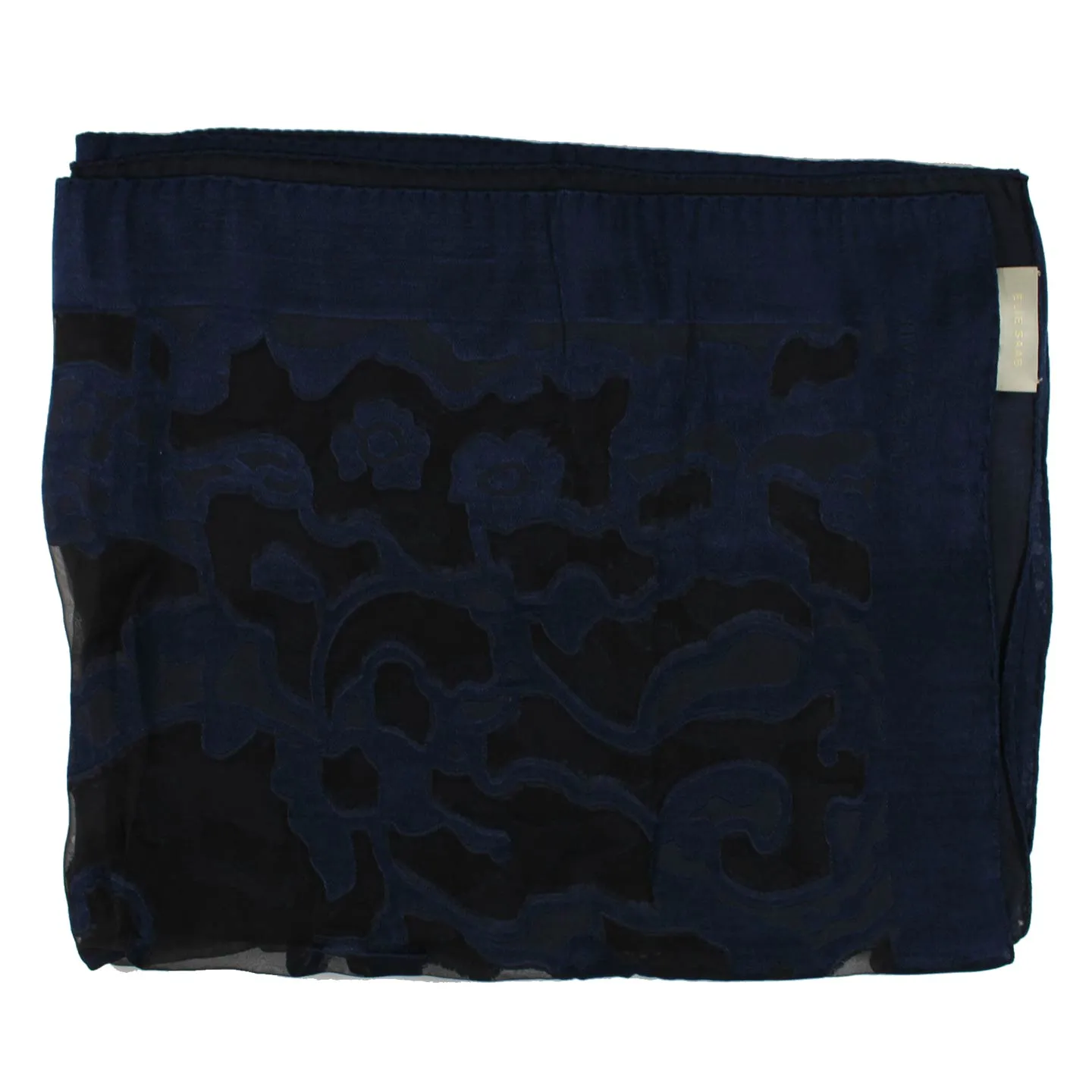 Elie Saab Scarf Dark Blue Design - Paneled/ Embellished Silk Shawl SALE