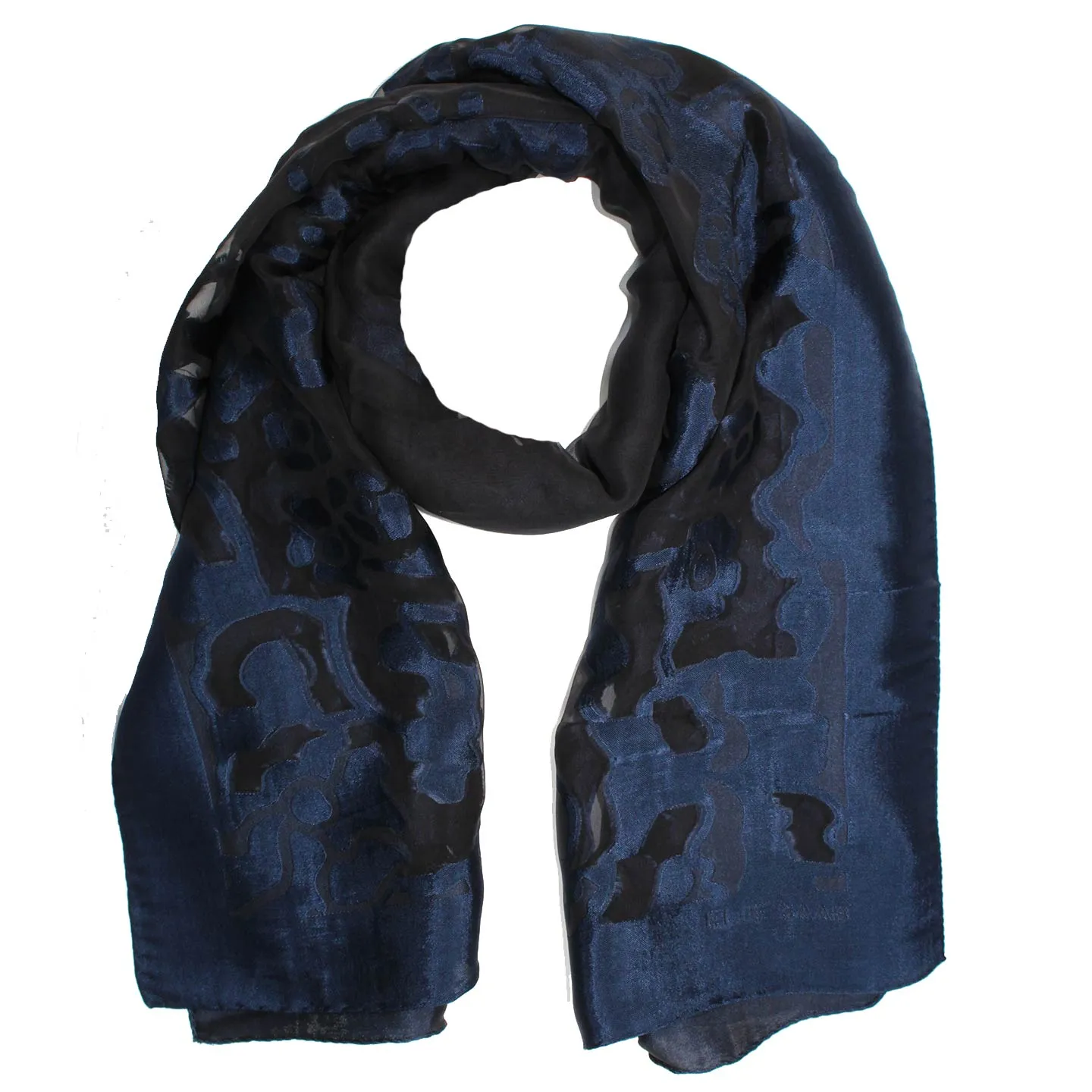 Elie Saab Scarf Dark Blue Design - Paneled/ Embellished Silk Shawl SALE