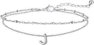 FaithHeart Initial Ankle Bracelets for Women, Waterproof 14k Gold Plated Initial Anklets Non Tarnish Stainless Steel Layered Anklet Summer Beach Foot Jewelry