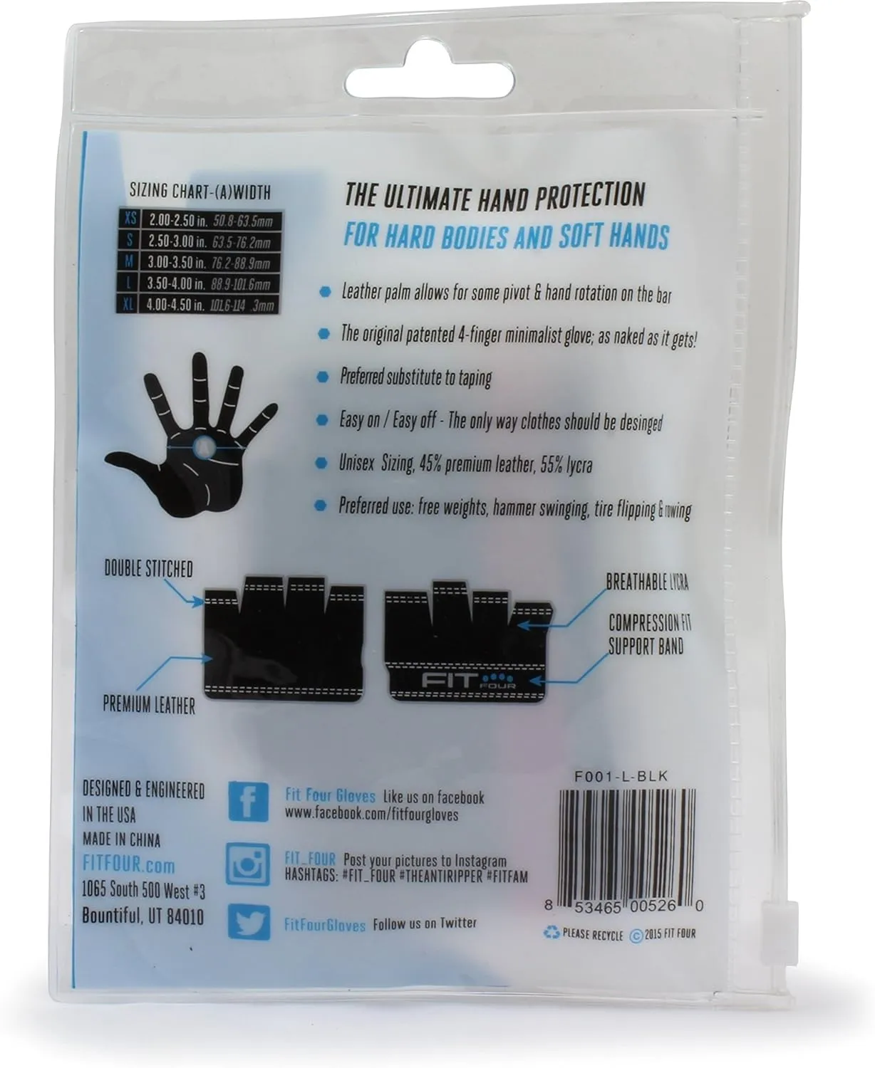Fit Four The Anti-Ripper Glove Callus Guard Fitness Gloves for WODs, Weightlifting & Cross Training Athletes - Premium Leather Palm