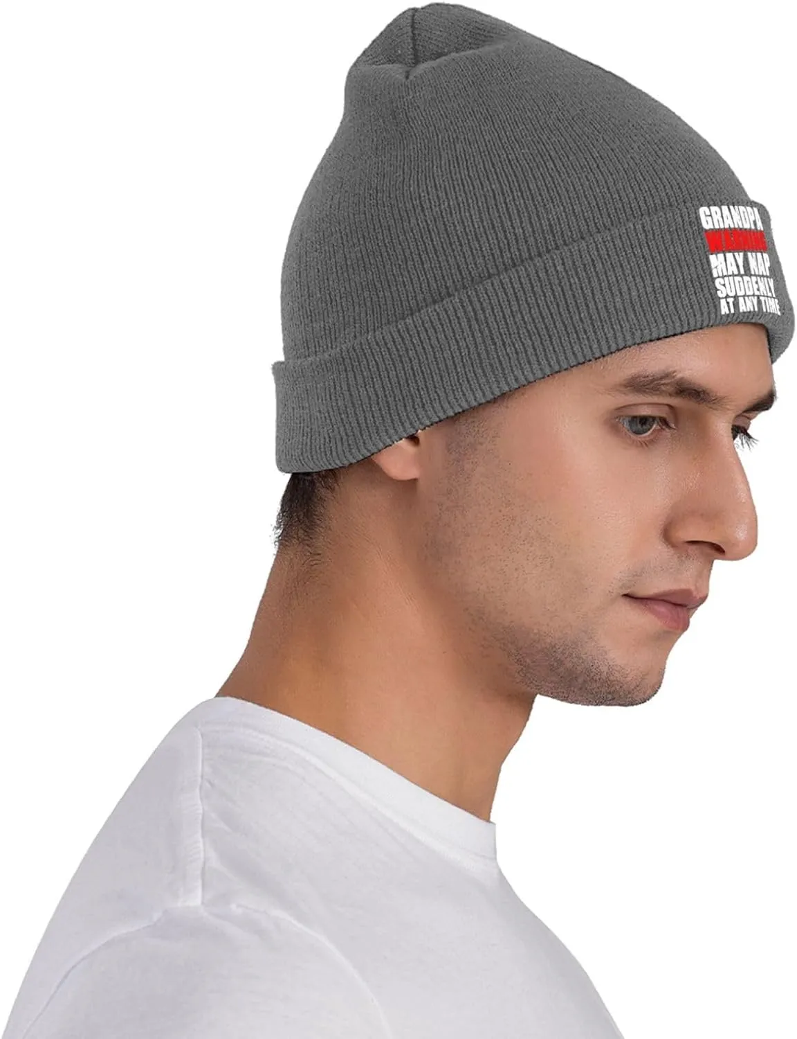Grandpa Warning May Nap Suddenly at Any Time Beanies for Men & Women - Knit Beanie Soft Skull Caps,Daily Winter Hat