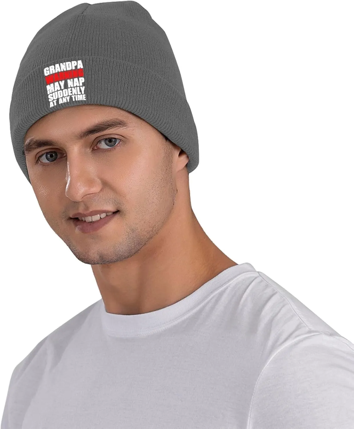 Grandpa Warning May Nap Suddenly at Any Time Beanies for Men & Women - Knit Beanie Soft Skull Caps,Daily Winter Hat