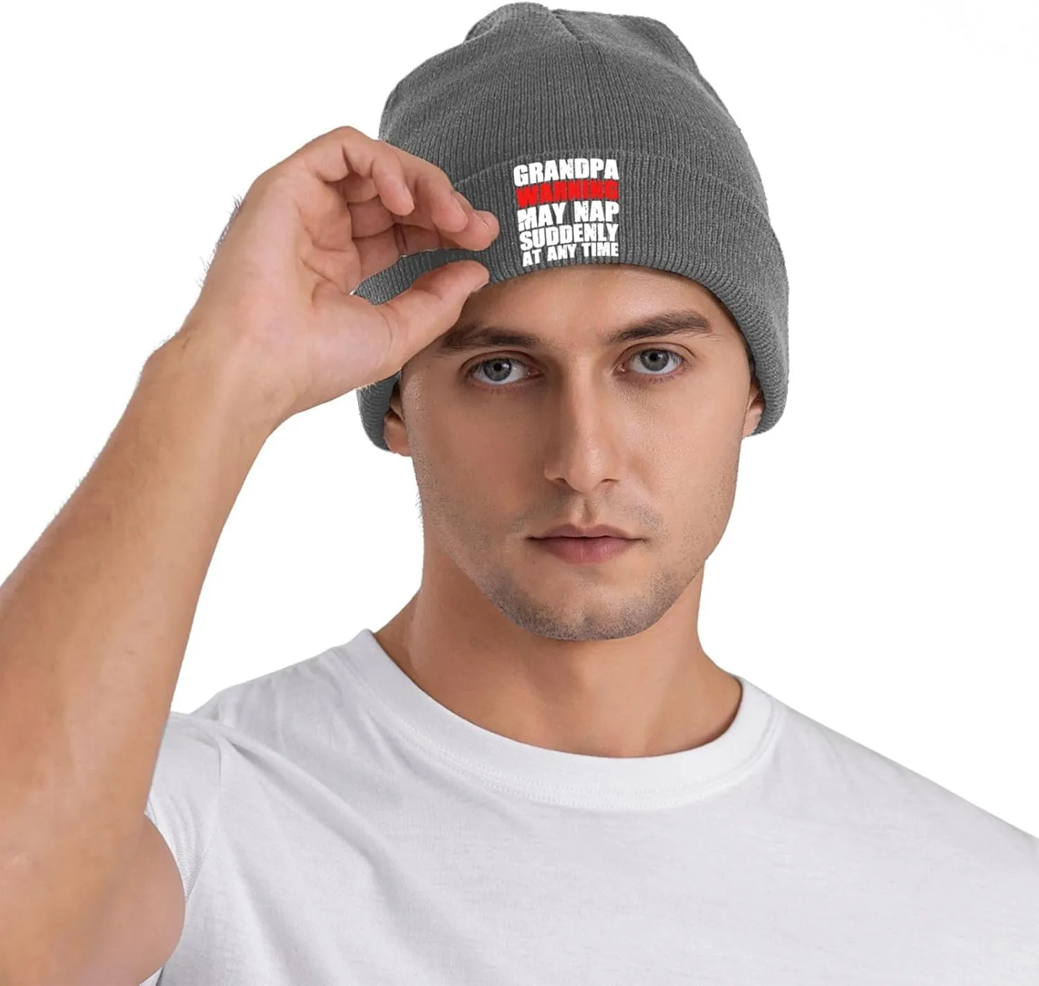 Grandpa Warning May Nap Suddenly at Any Time Beanies for Men & Women - Knit Beanie Soft Skull Caps,Daily Winter Hat