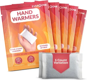 Hand Warmers - Long-Lasting, Safe, Natural, Odorless Air-Activated Warmers - Up to 10 Hours of Heat - 5 Pairs