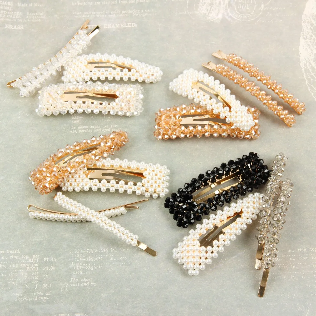 Hdh2623 - Glass Beads and Pearl Hair Pin Set