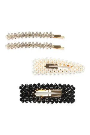 Hdh2623 - Glass Beads and Pearl Hair Pin Set