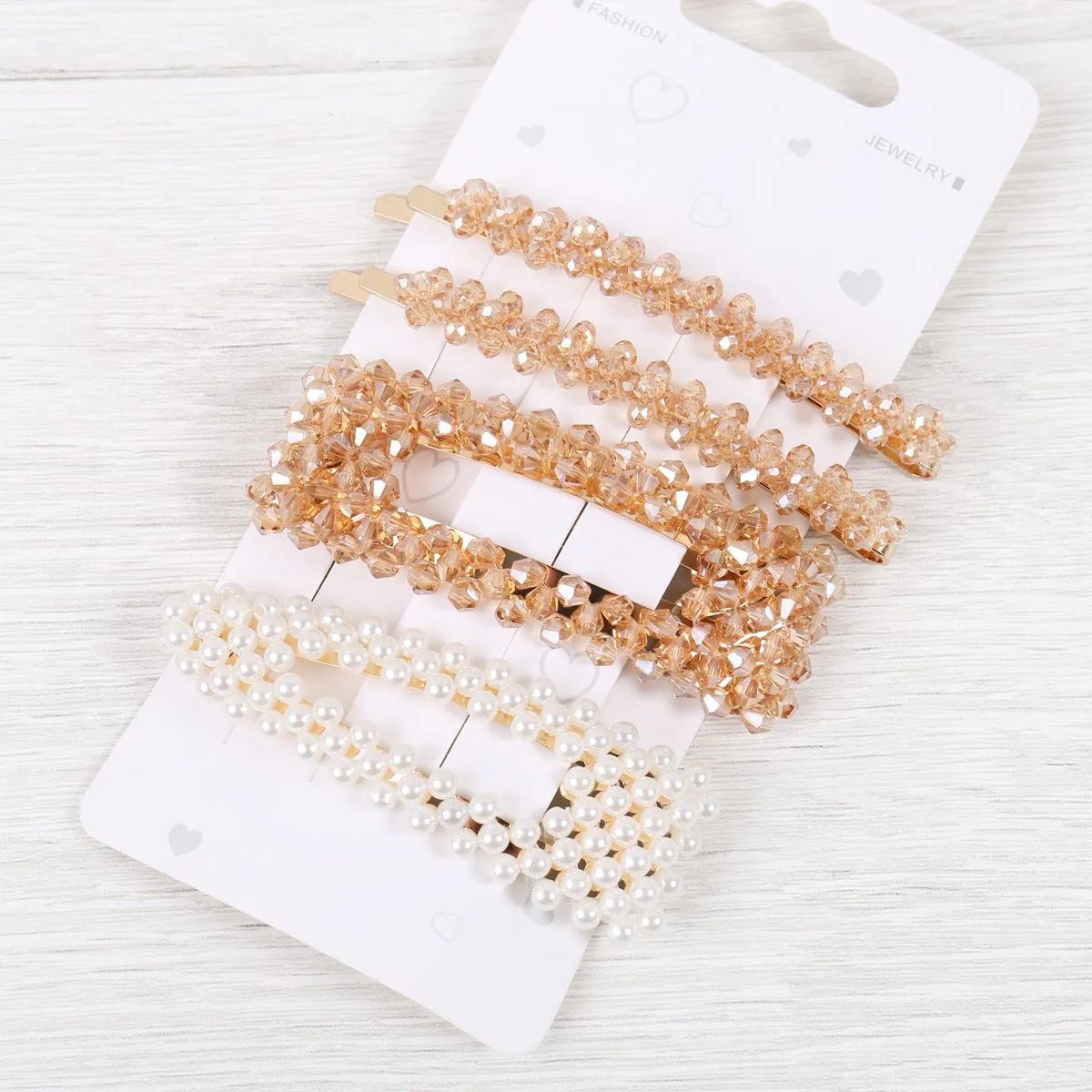 Hdh2623 - Glass Beads and Pearl Hair Pin Set